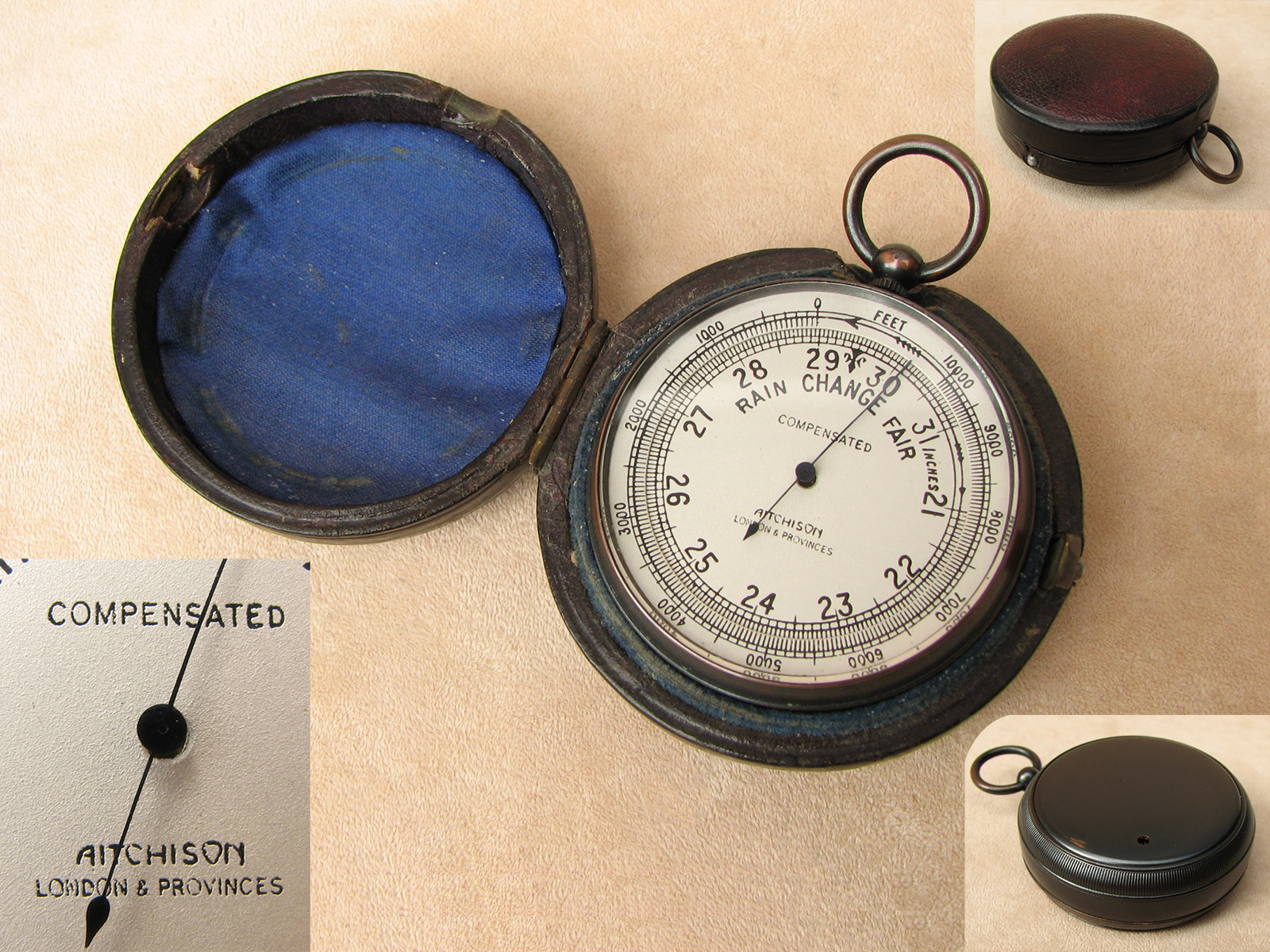Antique pocket barometer signed Aitchison London & Provinces